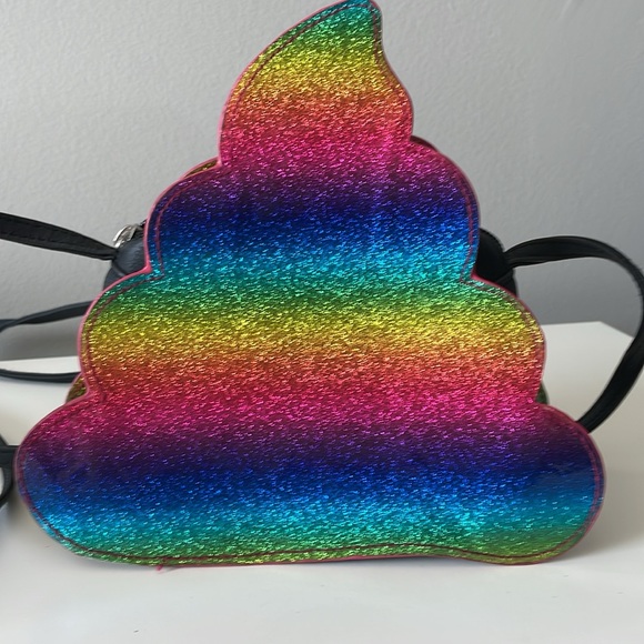 Poop Emoji Rainbow Glitter Sparkle Crossbody - Picture 2 of 4